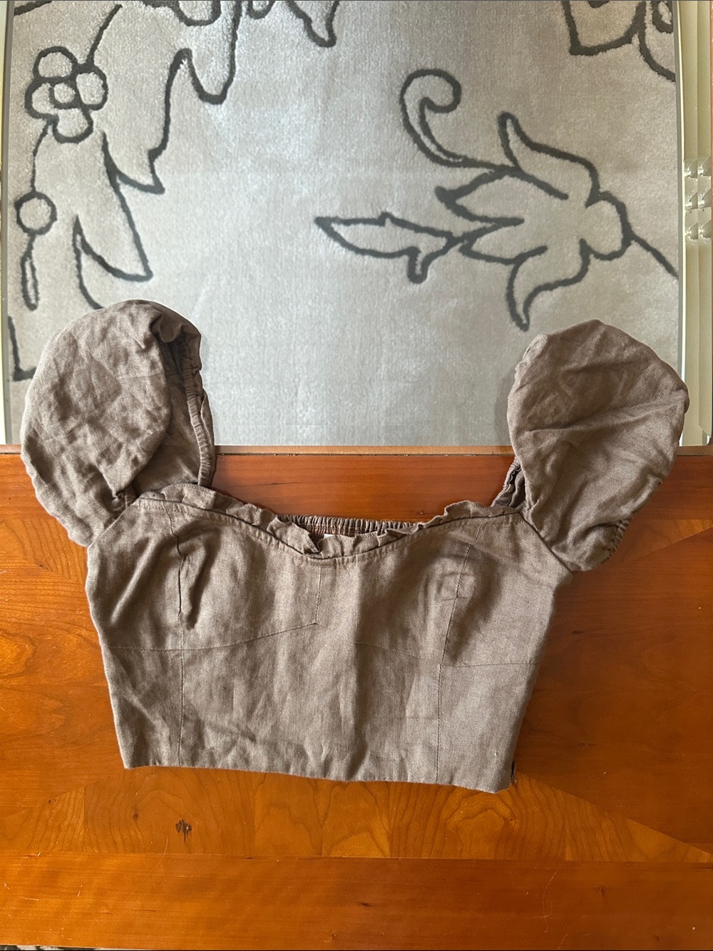 Aritzia Brown Puff Sleeve Crop Top